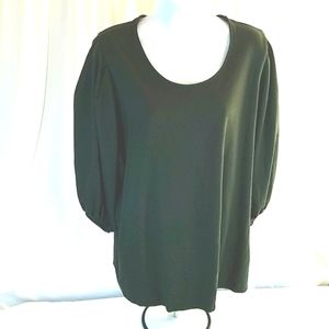 Ava &Viv Women's Plus Size 3/4 Puff Sleeve Blouse Green Sizes OX